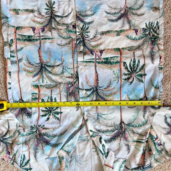 Top Shop Women’s Tropical Print Button Down Top Size 8 Vacay Palm Trees Collar - Picture 5 of 7